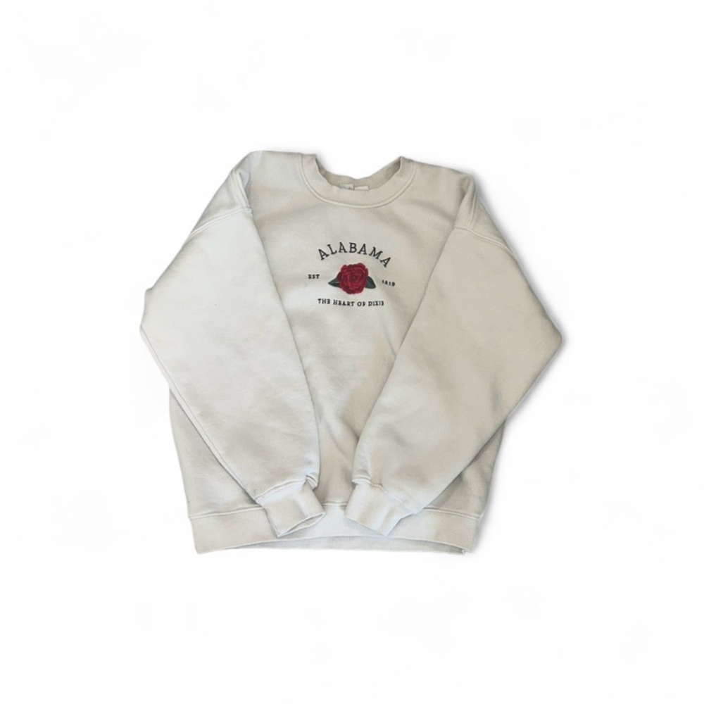 State of Mine Alabama‎ Dixie Sweatshirt Pullover Cotton Oversized Fit XS Cream